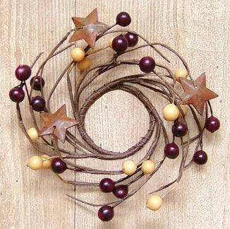 2 Burgundy & Gold Berry Ring w Stars - The Fox Decor
